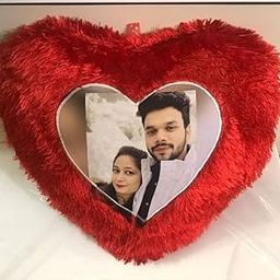 Customizable Red Heart-Shaped Photo Cushion, Plush Fur Decorative Pillow with Picture Frame-picture-11