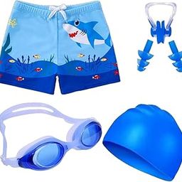 THE MORNING PLAY Morex Kids Swimming Set, Boys Swimdress with Shorts, Goggles, Silicone Cap, Noseclip, Earplugs, Age 2-10 Years-image-35
