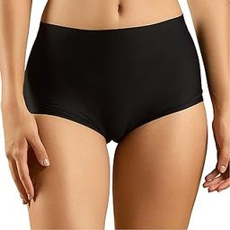 WomenSeamless Mid Waist Full Coverage Boy Shorts with No Visible Panty Line Black-image-36