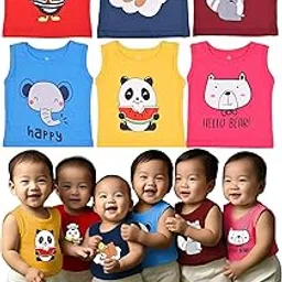 kwitchy Kids Vests Top Boys & Girls Sleeveless T-Shirts Summer Wear Printed Tees | Tank Tops | Cotton T Shirt (Tshirts Only)(Pack of 6)-picture-10