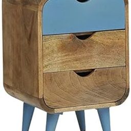 Mid-Century Modern Bedside Table – 3 Drawer Wooden Nightstand with Blue and Natural Wood Finish, 24-Inch Height Accent Table for Bedroom or Living Room-image-28