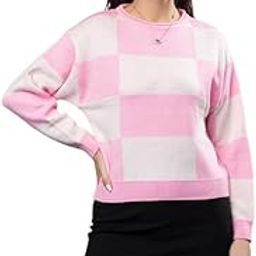 Women’s Woolen Checkered Pullover Sweater | Full Sleeve Round Neck Winterwear | Cozy, Soft & Stylish Knit Sweater for Ladies & Girls-image-69