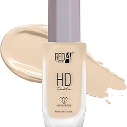 RED4 HD Foundation | Full Coverage | Matte Foundation | Lightweight Formula | Long Lasting | 40ml (01, 40ml)-48