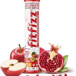 FITFIZZ Apple Cider Vinegar 20 Effervescent Tablets| 500mg ACV with 100mg Pomegranate Extract|ACV Tablets with Mother For Weight Loss, Boost Immunity & Digestion|Sugar Free|Red Apple Flavour Pack of 1-18