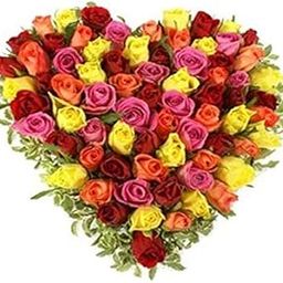 Floral Fantasy® Valentines Day Gift | Fresh Flower Bouquet Heart Shape arrangement Of 50 Mix Roses-image-27