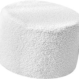 UJEAVETTE Sofa Tea Stool Padded Seat Round Footstool for Doorway Apartment Sturdy Room White-image-9