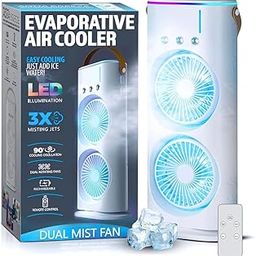 Drumstone (𝟏𝟎+𝟐 𝗬𝗲𝗮𝗿𝘀 Warranty Portable Double-Ended Spray Fan USB Rechargeable Mini Mist Fan with LED Light & 280ml Water Tank | Dual Spray Cooling Desk Fan for Home, Office, Travel -White-image-76