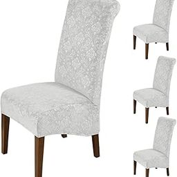 HOKIPO Embossed Velvet Long Back Chair Covers Set of 4, Light Grey (AR-5126-LGRY*4)-image-18