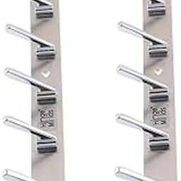 HingeMinds Stainless Steel Cloth Hanger for Wall, Clothes Hook Hangers Door Mounted, Bathroom Hooks for Hanging Towel, Wall Mount Shirt Hangers, Dress Holder Hooks - 8 Pin, Pack of 2, Silver-image-3