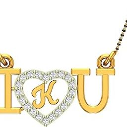 ILU Letter K Mangalsutra Gold plated Valentine Latest American Diamond for Women Girls Girlfriend Couples Lovers Design alphabet Cubic Zirconia Brass Chain Brass Mangalsutra Pendant-picture-35