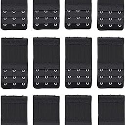 Women's Bra Extenders Soft Comfortable Stretchy Bra Extension Plus Size Elastic Strap Band Extender for Women Hook Bra Strap Extender Bra Extenders (12 PIECES (3 HOOK 3 RAW), BLACK)-picture-14