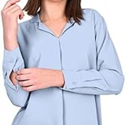 Women's Regular Fit Cotton Blend Full Sleeves Shirts with Wingtip Collar-picture-14