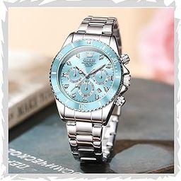 Watch for Women Luxury Stylish Diamond Analog Quartz Chronograph Elegant Silver Stainless Steel Chain Waterproof Date Ladies Wrist Watch-image-12