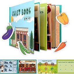 GLUN® Montessori Quiet Book for Kids, Interactive Learning Busy for Toddlers, Educational Toys for 2-5 Year Olds, Preschool Activity, Birthday Return Gift for Boys & Girls (Supermarket Theme)-28