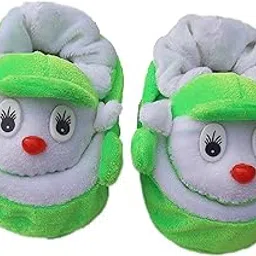 Cartoon face Fancy Rattle Booties Cum Socks for Baby (0-6 Month) (White -Green)-image-2