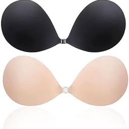 Women Silicone Strapless Adhesive Bra, Backless Push-Up Bra, Reusable Invisible Bra for Wedding Dresses, Nude Or Black, Pack of 1 (Free-Size)-image-99