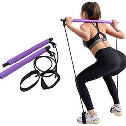 BESTOTTAM Pilates Bar Kit for Weight Loss and Belly Fat - Portable Lightweight 2 Section Pilates Bar Kit with Resistance Bands - Home Studio Workout Active Bar Pilates Accessory Stick - Easy to Use-25