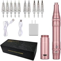 PMU Machine, Wireless Permanent Makeup Machine Kit with 1 Lithium Battery, Tattoo Machine Microblading Supplies for Eyebrows, Lips, Eyeliners With 10 Mix Needles-25