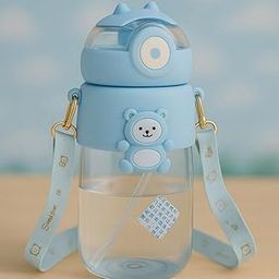 Magic Pebbles Eco-Friendly Baby Sipper Water Bottle for Kids with Soft Silicone Straw & Strap-850 ML(Blue)-image-108