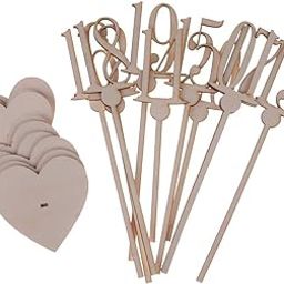 BAZPUR MART®10pcs Free Standing Wooden Table Numbers with Heart Base Wedding Decor 11-20-image-41