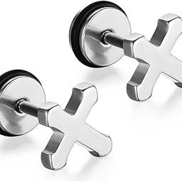 1 Pair Unisex Stainless Steel Punk Cross Ear Studs Earrings Jewelry Silver Jewelry & Watches | Fashion Jewelry | Earrings-image-22