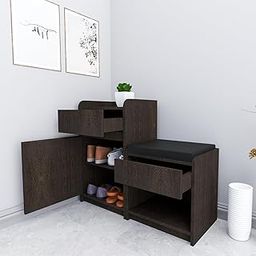 SAMT 2-Door Engineered Wood Shoe Rack (Wotan Oak and White. Matte Finish)-3