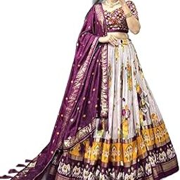 Women's Lehenga Choli Set| Silk with Gotta Patti | Unstitched Blouse & Silk Chiffon Dupatta-GALGOTO-image-56