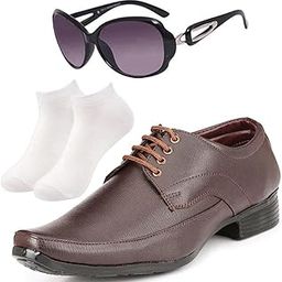 Comfortable l Men Black Lace Formal Shoes with White Socks & Women Cheri Black-image-31