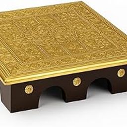 Antique Temple Touch Designer Pooja Chowki Handcrafted Brass Top Platform by Heritage Creations (12 * 4 * 12)-18