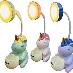 Sunkissed Unicorn Study Desk USB Rechargeable LED Lamp with Pencil Sharpener Pen Holder, 360° Flexible, Eye Protection Lights, Desk Light for Home, Office, Gift for Kids (Random Color) (UNICORN LAMPS)-3