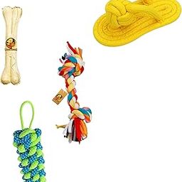 Foodie Puppies Dog Chew Cotton Rope 3 in1 Combo Toy for Dogs (2Knot + CornStick+ Slipper with 3inch Bone Free) for Playing, Teeth Cleaning and Training (Color May Vary)-image-77