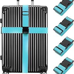 SIRIDHI Luggage Straps 4 Pack, Heavy Duty Adjustable Suitcase Straps with Buckle, Luggage Belts Suitcase Identifier Bands for Travel Case, 3.8x200CM-image-42