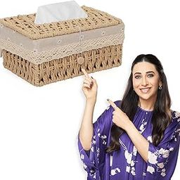 HOKIPO Handwoven Small Eco-Friendly Paper Weave Tissue Paper Holder, Beige (AR-3899-BGE)-image-69