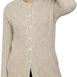 Premium Women's Winterwear Woolen Round Neck Long Coat Sweater/Cardigan with Pocket (Made of Hair Feather Yarn Wool)-picture-11