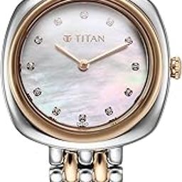 Aura Quartz Analog White Mother of Pearl Dial Rose Gold and Silver Stainless Steel Strap Watch for Women-95241KM01/NT95241KM01-image-63