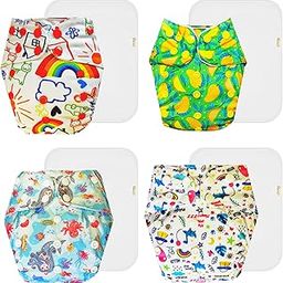 Dumbledo Premium Cloth Diaper with Cotton Insert (Pack of 4) | Snug Fit | Reusable & Washable | Quick Dry | Everyday Diapering Essential | 3 Months – 3 Years | Unisex Baby-image-87