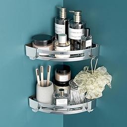 U-S-F BATH ACCESSORIES Stainless Steel Corner Shelf for Bathroom,Corner Rack Stand for Kitchen,Wall Mounted Bathroom Corner Shelf Bathroom Accessories(Chrome-Set of 1)-image-16