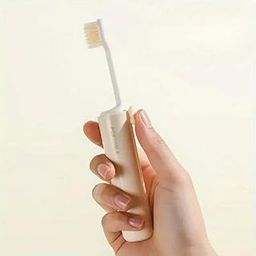 Clickswift® 2-In-1Travel Folding Toothbrush with Built-In Refillable Toothpaste Container Portable Compact for Adults & Kids, Cute Bear Cap Design, Ideal for Travel Office & Outdoor Oral Care 1 Pcs-image-2