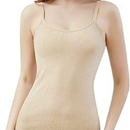 Women's Thermal Underwear Tops Thicken Plus Velvet Camisole Apricot Sexy Stretchy Slim-Fit Body Shaper Vest Shirt (Free Size) (Bust Size : 66 to 90 CM) Stretchable-image-92