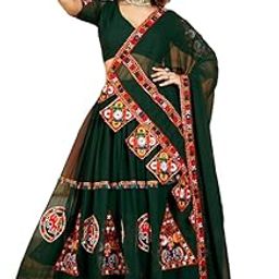 Women's Navratri Special Green Color Georgette Fabric Semi-Stitched Lehenga Choli-picture-55