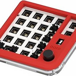 KEEBMONKEY Customizable Aluminum Mini Numpad Kit with Programmable Rotary Knob,Hot-Swappable with OLED Display (Red)-image-2