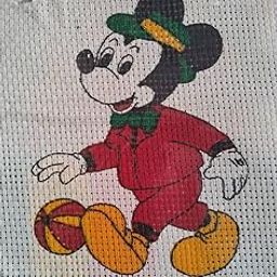 The Lovely Creations Easy Beginner and Starter Beautiful Poster Cross Stitch Kit Poster,Counted Cross Stitch kit. Fabric: 8 Count White Aida with Printed Images (M Mouse with Ball)-image-75