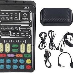 flexman DC 5V I9 Sound Effects Board Set, Multifunction Portable Recording Mini Sound Card, LED Light Voice Changer Sound Card, 8 Changing Mode, 10 Gear Fine Tuning for Game Anchor(English)-15