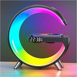 WOLTAX 4-in-1 Intelligent LED Table Lamp | Wireless Charger, Night Light, Bluetooth Speaker, & Alarm Clock, App-Controlled, for Bedroom & Home Office Decor (Black)-9