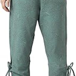 Leaf-Print Teal Cotton Track Pants-image-35