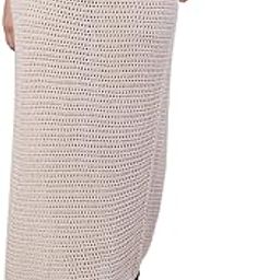 Women's Polyester Mesh Crochet Off-White Sexy Sheer Maxi Skirt-image-55