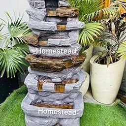 Homestead Decore Solution Antique Rock Fountain 4 feet for Home, Office, Garden Decor | Water founatin for Home | Big Size Water Fountain | Fiber Multicolour-picture-5