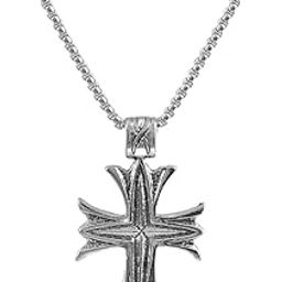 Religious Jesus Cross Silver Metal Pendant Chain for Men & Women-image-14