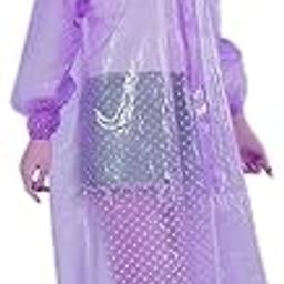 HACER PVC Raincoat Transparent Hooded Water Resistant Rain Jacket with Sleeves for Women Men Camping Rainy Season Travel - Purple-picture-48