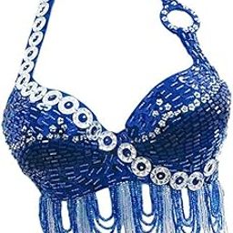 MYADDICTION Belly Dance Bra Tops Indian Dance Costume Performance Outfits Royal Blue L Clothing, Shoes & Accessories | Dancewear | Adult Dancewear | Belly Dancing-image-35
